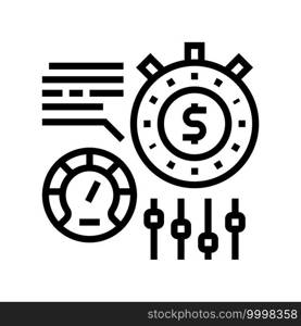 time for earn money settings and optimize line icon vector. time for earn money settings and optimize sign. isolated contour symbol black illustration. time for earn money settings and optimize line icon vector illustration