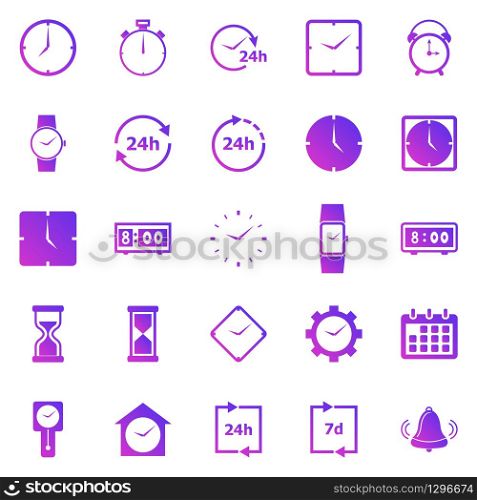 Time gradient icons on white background, stock vector
