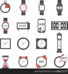 Time icon black set vector image