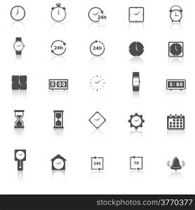 Time icons with reflect on white background, stock vector