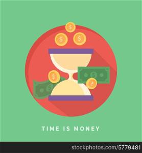 Time is money concept with icons in flat design