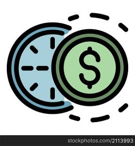 Time is money icon. Outline time is money vector icon color flat isolated. Time is money icon color outline vector