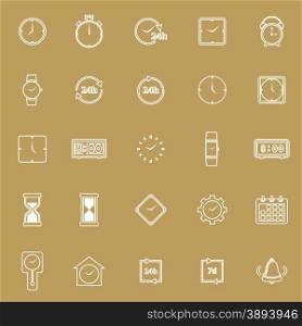 Time line icons on brown background, stock vector