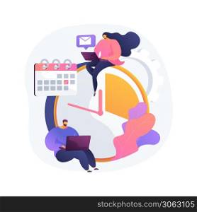 Time management abstract concept vector illustration. Time tracking tool, management software, effective planning, productivity at work, clock, control system, project schedule abstract metaphor.. Time management abstract concept vector illustration.