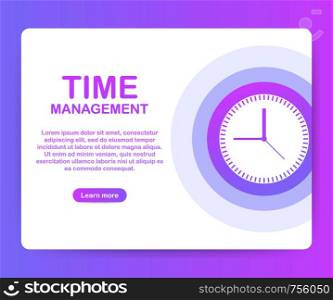 Time management banner with character and text place. Can use for web banner, infographics, hero images. Vector stock illustration.