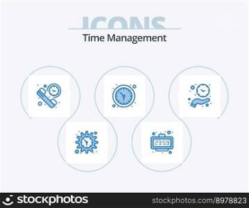 Time Management Blue Icon Pack 5 Icon Design. wall watch. time. watch. clock. summary
