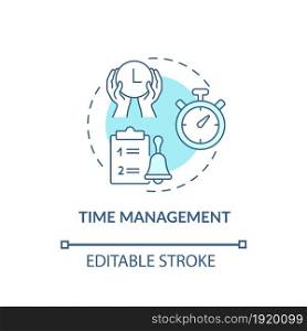 Time management concept icon. Parenting tip for ADHD abstract idea thin line illustration. Solving problems with procrastination. Vector isolated outline color drawing. Editable stroke. Time management concept icon