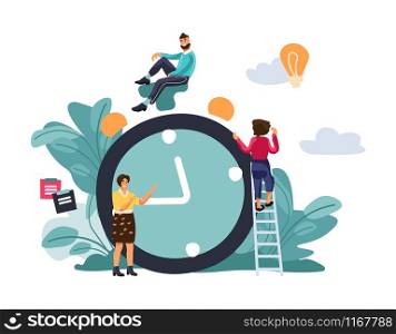 Time management concept. Scene with effective multitasking at work. Vector cartoon quick reaction awakening concept for site layout or network illustrations landing technology. Time managemant concept. Scene with effective multitasking at work. Vector cartoon quick reaction awakening concept