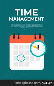 Time management concept with calendar date and clock icon. Vector Illustration.. Time management concept with calendar date and clock icon. Vector Illustration. EPS10