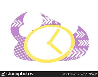 Time management flat concept vector illustration. Clock 2D cartoon object for web design. Tasks deadline control. Time planning and optimization. Productivity and scheduling skill creative idea. Time management flat concept vector illustration