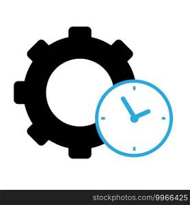 time management icon on white background. productivity sign. flat style. cogwheel with clock symbol.