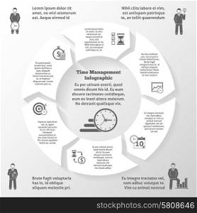 Time management infographics with business efficiency and office work management symbols vector illustration. Time Management Infographics