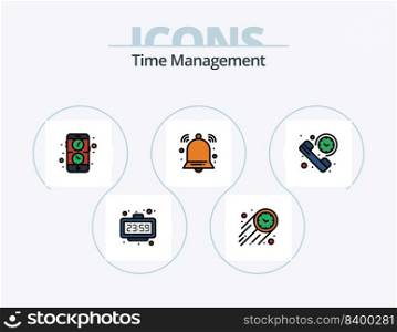 Time Management Line Filled Icon Pack 5 Icon Design. smart. garden. time process. farmer. year