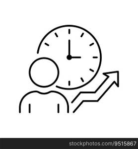 Time Management Line Icon. Efficiency Productivity Clock Control Linear Pictogram. Optimization Process Business Work Project Time Schedule Outline Icon. Editable Stroke. Isolated Vector Illustration