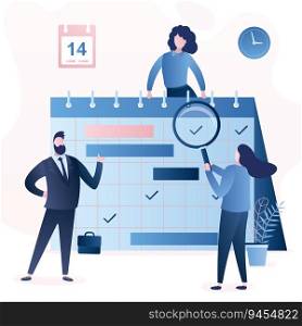 Time management, planning events and organization. Business people and time optimization,planning schedule. Design for mobile and web graphics. Trendy style vector illustration