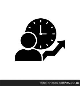 Time Management Silhouette Icon. Efficiency Productivity Clock Control Black Pictogram. Optimization Process Business Work Project Time Schedule Icon. Isolated Vector Illustration.. Time Management Silhouette Icon. Efficiency Productivity Clock Control Black Pictogram. Optimization Process Business Work Project Time Schedule Icon. Isolated Vector Illustration