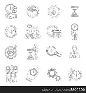 Time management sketch icons set with personal efficiency symbols isolated vector illustration. Time Management Sketch