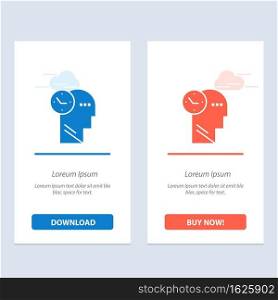 Time, Mind, Thoughts, Head  Blue and Red Download and Buy Now web Widget Card Template