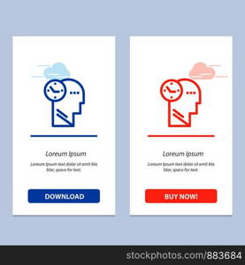 Time, Mind, Thoughts, Head Blue and Red Download and Buy Now web Widget Card Template