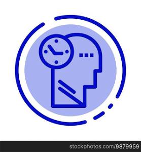 Time, Mind, Thoughts, Head Blue Dotted Line Line Icon