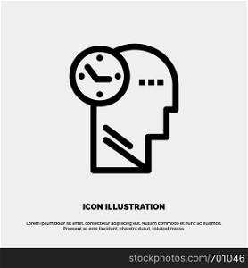 Time, Mind, Thoughts, Head Line Icon Vector