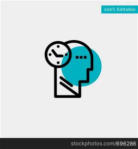 Time, Mind, Thoughts, Head turquoise highlight circle point Vector icon