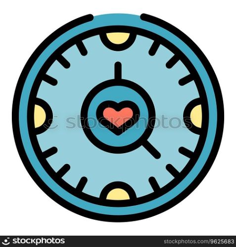 Time of global care icon outline vector. World person. Medical map color flat. Time of global care icon vector flat