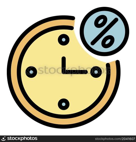 Time of lease payment icon. Outline time of lease payment vector icon color flat isolated. Time of lease payment icon color outline vector