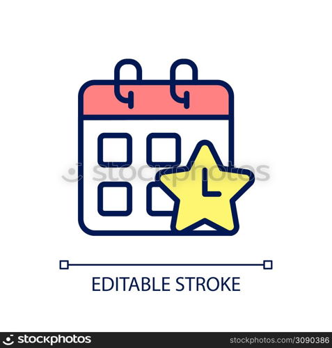 Time off reward pixel perfect RGB color icon. Employee recognition option. Improve work life balance. Isolated vector illustration. Simple filled line drawing. Editable stroke. Arial font used. Time off reward pixel perfect RGB color icon