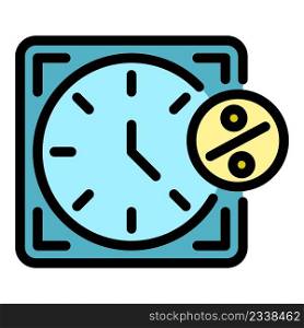 Time rate icon. Outline time rate vector icon color flat isolated. Time rate icon color outline vector