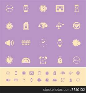 Time related color icons on violet background, stock vector