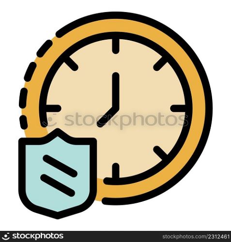 Time reliability icon. Outline time reliability vector icon color flat isolated. Time reliability icon color outline vector