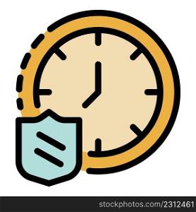 Time reliability icon. Outline time reliability vector icon color flat isolated. Time reliability icon color outline vector