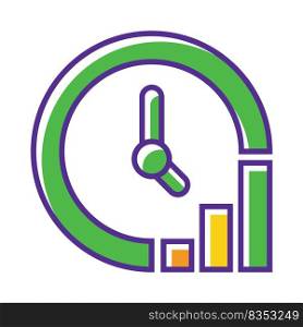 Time symbol vector image. Clock with trend chart business measurement sign. Marketing strategy concept illustration.