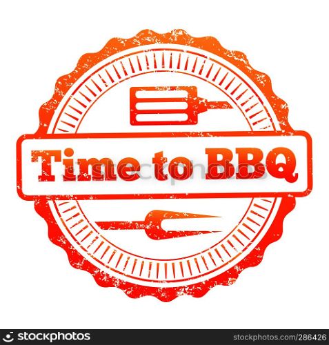 Time to BBQ colorful label design. Bbq label symbol, vector illustration. Time to BBQ colorful label design