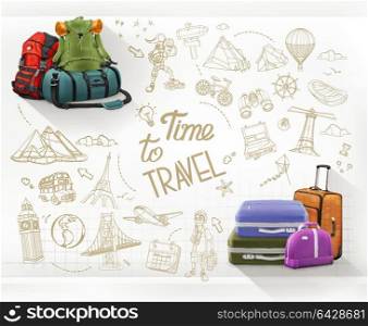 Time to Travel. Journey and hiking infographics vector