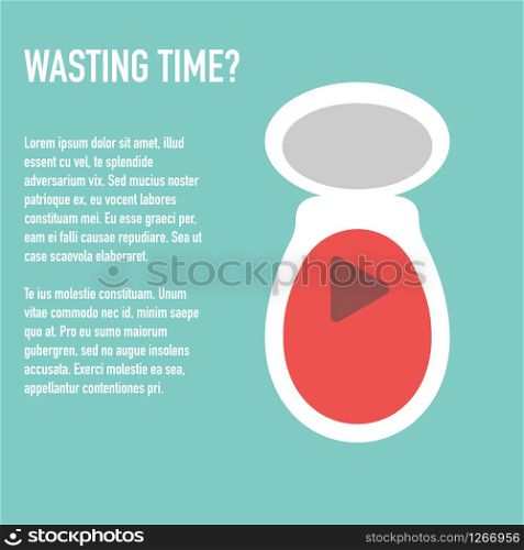 time wasting to toilet concept banner vector illustration