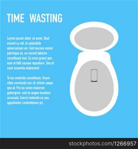 time wasting to toilet concept banner vector illustration