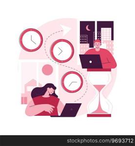Time zones abstract concept vector illustration. Time standard, international business coordination, meeting management, utc converter, gmt, world clock calculator, jet lag abstract metaphor.. Time zones abstract concept vector illustration.