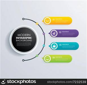 Timeline 4 infographic design vector and marketing icons.Can be used for workflow layout, diagram, data, options, banner, web design.