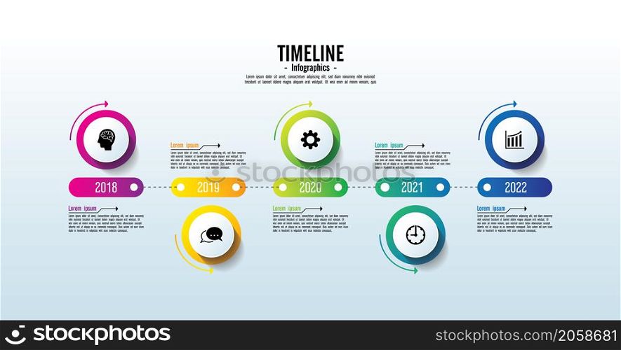 Timeline business abstract background infographic template circle colorful with 5 step
