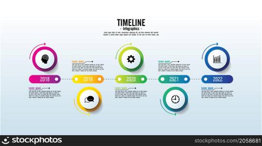 Timeline business abstract background infographic template circle colorful with 5 step