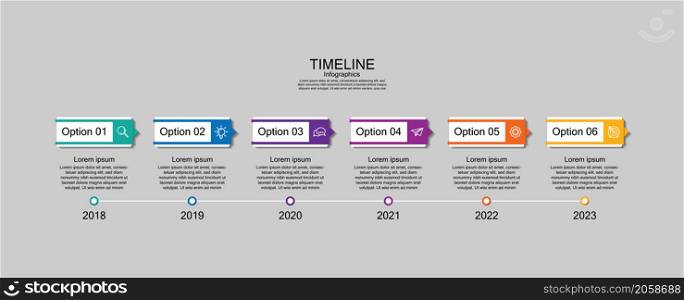 Timeline business abstract background infographic template colorful with 6 step