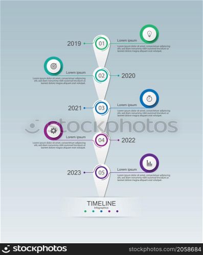 Timeline business abstract background infographic template with 5 step