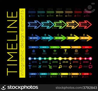 Timeline element vector infographic on black background