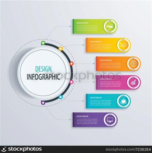 Timeline infographic design vector and marketing icons.Can be used for workflow layout, diagram, data, options, banner, web design.Business concept with 6 steps or processes.