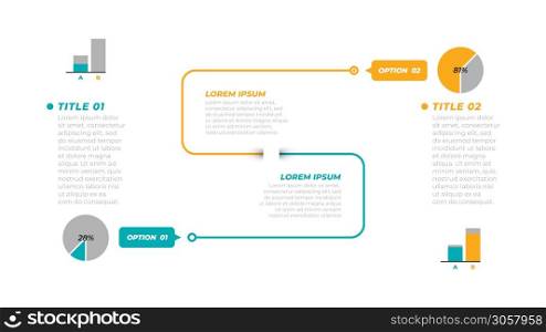 Timeline infographic. Presentation vector template. Business concept with 2 options, steps or processes.