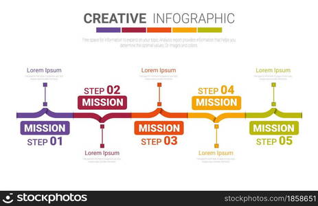 Timeline infographic template with 5 options, vector infographics design and Presentation business can be used for workflow layout, steps or processes.