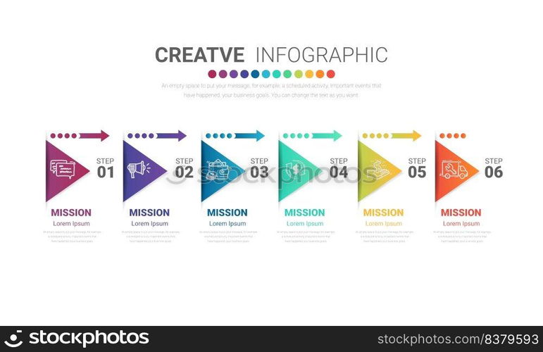 Timeline infographic template with 6 options, vector infographics design and Presentation business can be used for workflow layout, steps or processes.