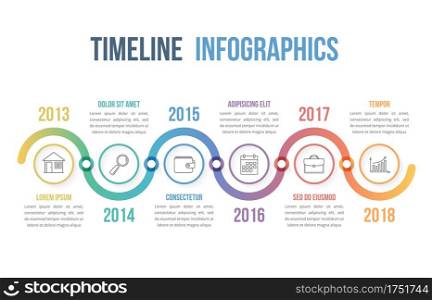 Timeline infographics template, soft color gradients, vector eps10 illustration. Timeline Infographics